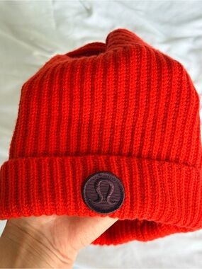 lululemon athletica Bright Red Ribbed Knit Beanie